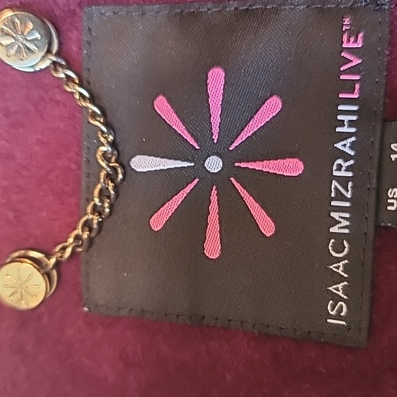 Isaac Mizrahi Live Women Moto Leather Suede Jacket Burgundy  Sz 14 - Picture 9 of 16